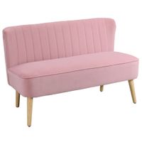 homcom sofa 2 plazas sofa de tela couch sofa tapizado lounge ancho rosa