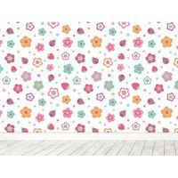 fotomural vinilo infantil flores fresas 350x250cm
