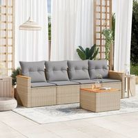 conjunto de sofas jardin con cojines 5 uds  mueble jardin mesa y sillas ratan sintetico beige cfw786427