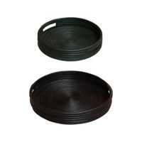 bandejas de ratan negro y verde juego de 2