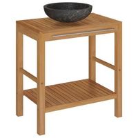 mueble tocador madera teca maciza con lavabo de marmol negro vidaxl