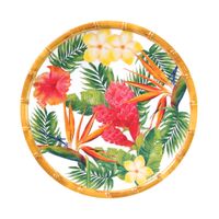 plato pequeno de melamina con estampado de flores exoticas o 23 cm