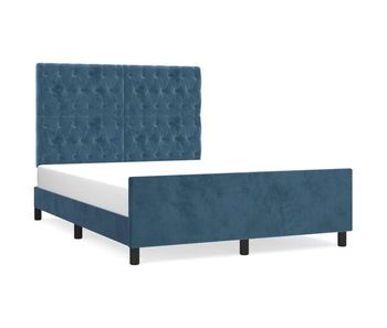 Estructura cama con cabecero terciopelo azul oscuro 140x190 cm diseño de botones