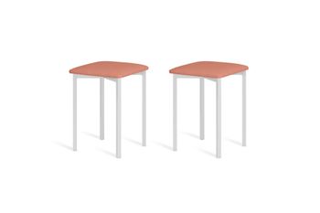Pack 2 taburetes 45 cm  asiento salmón estructura blanco