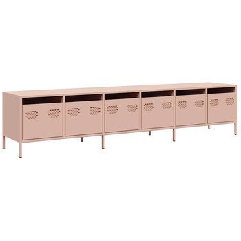 Mueble Para Tv | Mueble De Salón | Mesa De Tv Acero Laminado En Frío Rosa 202x39x43,5 Cm