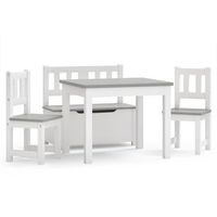 mesa y sillas infantiles 4 uds  juego de muebles de jardin mdf blanco y gris