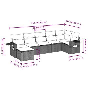 Conjunto De Sofás De Jardín (con Cojines, Combinación De 7 Piezas)