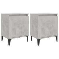 conjunto de 2 mesitas de noche con compartimento con puerta 40 x 30 x 50 cm madera de ingenieria gris y metal dec035954
