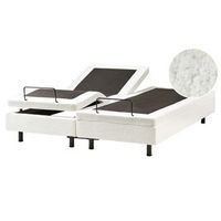 cama articulada electrica moderna mando a distancia ajustable sin cabecero boucle blanco crema 160 x 200 cm duke