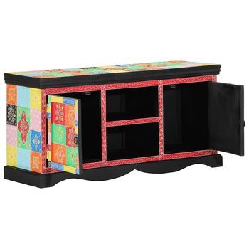 Mueble De Tv 100 X 35 X 50 Cm Multicolor Madera De Mango Maciza Vidaxl
