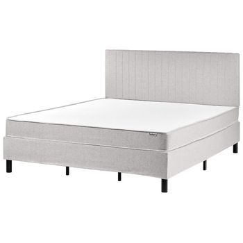 Cama Con Somier De Tela 180 X 200 Cm Con Colchón De Muelles Ensacados Con Cabecero Dormitorio Gris Claro Countess