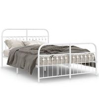 cama doble  cama para adultos  estructura cama con cabecero y estribo metal blanco 137x190 cm