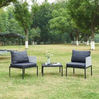 set de muebles de jardin accettura 3 piezas aluminio - gris casapro