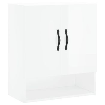 Armario De Pared Madera De Ingeniería Blanco Brillo 60x31x70 Cm Vidaxl