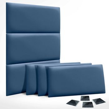 Dhome Juego De 6 Paneles Tapizados De Pana Premium Pack Autoadhesivos Para Pared Acústicos Absorbentes Protección Impactos (azul, 50x40cm, X6)