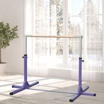 Barra De Gimnasia Para Niños +3 Años Altura Ajustable Violeta Homcom