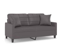 vidaxl sofa de 2 plazas con cojines cuero sintetico gris 140 cm