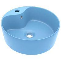 lavabo de bano moderno  lavabo lujo con rebosadero ceramica azul claro mate 36x13 cm