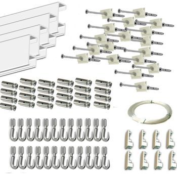 Pack Basic Fast De 12 Metros Guías De Aluminio Blanco Mate Con 24 Colgadores Nylon Para Colgar Cuadros… (aluminio Blanco Mate)