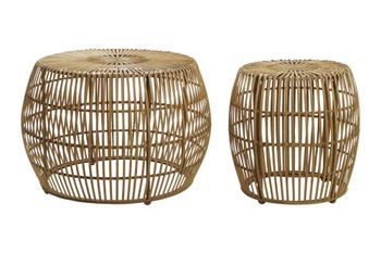 Set 2 mesa centro de bambu en natural 70x70x50cm