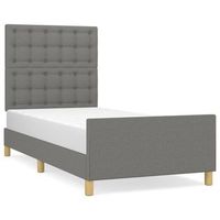 estructura de cama con cabecero de tela gris oscuro 90x200 cm vidaxl