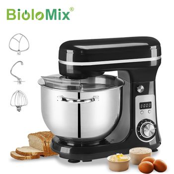 BioloMix Batidora de pie para alimentos de cocina, licuadora, motor silencioso, batidor de huevos y crema, amasadora de masa, 6 velocidades, 1200 W, 6 L, CC