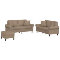 juego de sofas con cojines 3 piezas cuero sintetico capuchino vidaxl