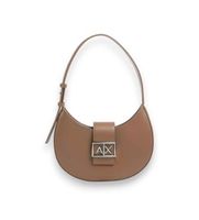 ax armani exchange para mujer xw002565af12039u6186 bolso de hombro de media luna marron osfa casual poliester