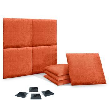 Dhome Juego De 8 Paneles Tapizados De Lana Ecológica Pack Autoadhesivos Para Pared Acústicos Absorbentes Protección (naranja, 60x60cm, X8)