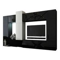 conjunto de muebles de salon negro y blanco colgantes coleccion cepto xxii 273cm 10 muebles leds modulares