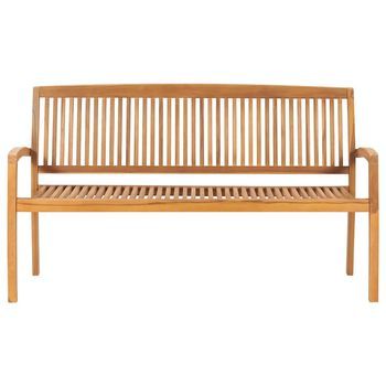 Banco De Jardín 3 Plazas | Banco De Exterior | Silla De Jardín Madera Maciza De Teca 159 Cm