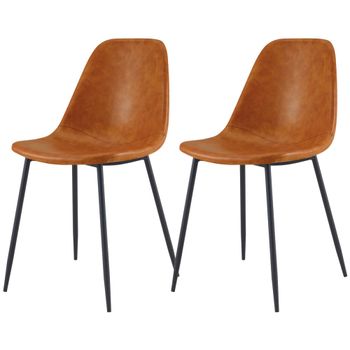 Set de 2 sillas de piel sintética camel