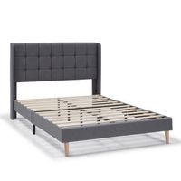 estructura de cama tapizada esther de 30 cm 90x190 cm gris oscuro