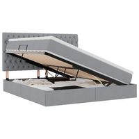 cama con almacenamiento y colchon gris claro 160 x 200 cm tela vidaxl