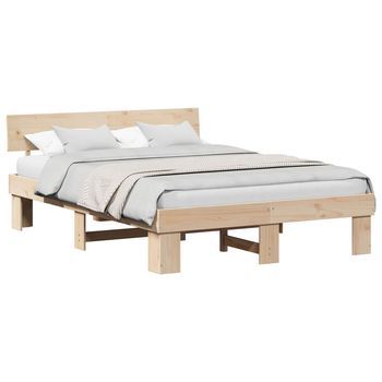 Estructura De Cama Natural 140 X 200 Cm Madera De Pino Macizo Vidaxl