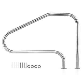Costway Pasamanos de Acero Inoxidable para Piscina con Carga 180kg y Montaje Fácil para Entrada SPA Parque Acuático 130x94cm