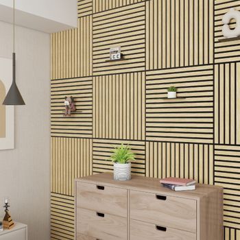 Set De 12 Paneles Acústicos Vang 3d 4,32 M² Lamas Lineales - Roble Claro [neu.holz]