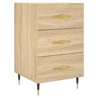 mesita de noche 40x40x66 cm madera trabajada y hierro - marron