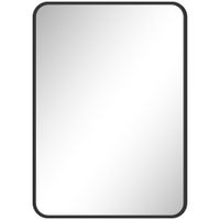 homcom espejo de bano rectangular con marco metalico espejo decorativo para dormitorio comedor o entrada 50x70 cm negro