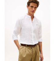 tommy hilfiger para hombre mw0mw39271 camisa de corte slim en lino blanco xl casual fiesta clasico manga larga