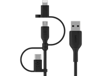 cable usb - belkin universal 3 en 1 usb-a usb-c micro-usb lightning 1 m negro