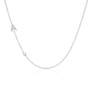 Cadena letra oro blanco 14 quilates con diamantes