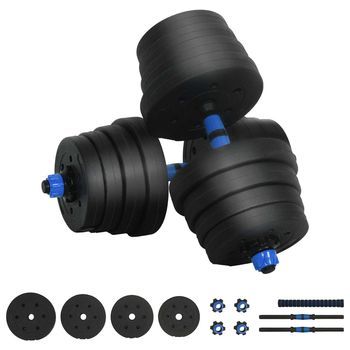 Set De Mancuernas Y Barra De 2 En 1 30 Kg Negro Y Azul Vidaxl