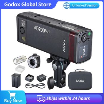 Flash de Bolsillo Godox 200W AD200PRO II AD200PROII Inalámbrico TTL HSS 2.4G Compatible con X3 para Nikon Canon Sony Fuji Olympus