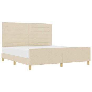 Estructura De Cama Con Cabecera Crema 180 X 200 Cm Tela Vidaxl