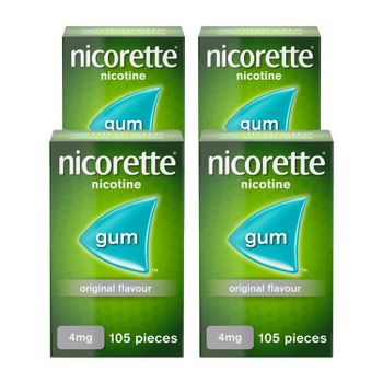 Nicorette Original Gum 4mg - 105 Pieces - 4 Pack