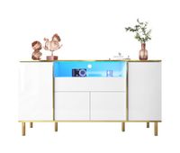 aparador de mdf y panel de particulas con 4 puertas1 cajon y luz ledblanco