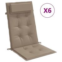 cojines de silla con respaldo alto 6 unidades tela oxford gris taupe