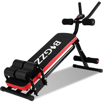 Banco De Ejercicios Abdominales Ajustable, Equipo De Ejercicios De Cuerpo Completo Con Monitor Lcd,rojo,rattantree