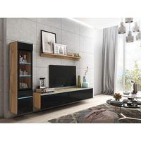 conjunto de muebles de salon vera i juego de muebles de salon mueble de television sin iluminacion led color wotannegro brillo